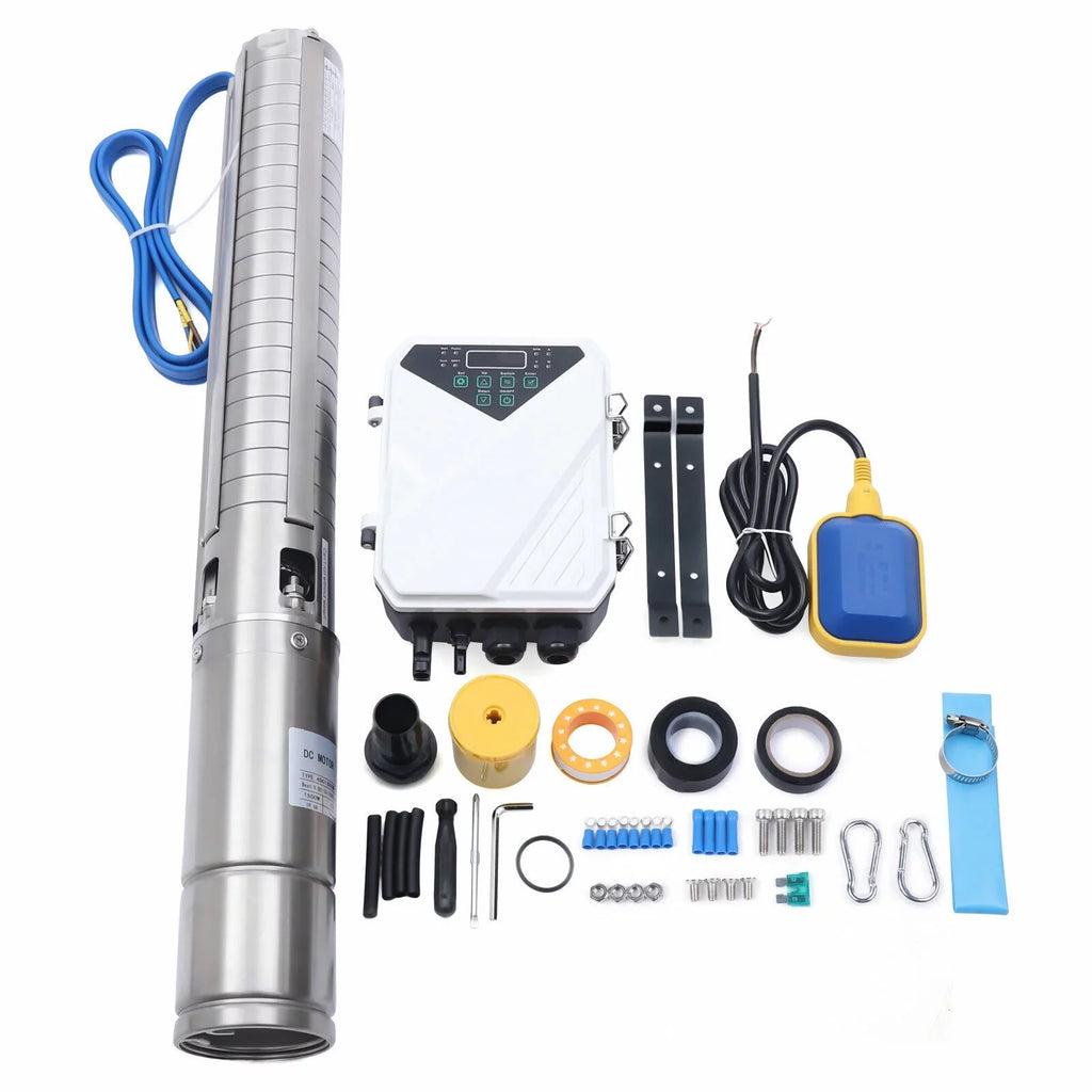 4" 2  110V Solar Water Pump Submersible  Controller Kit  Deep Well Pump
