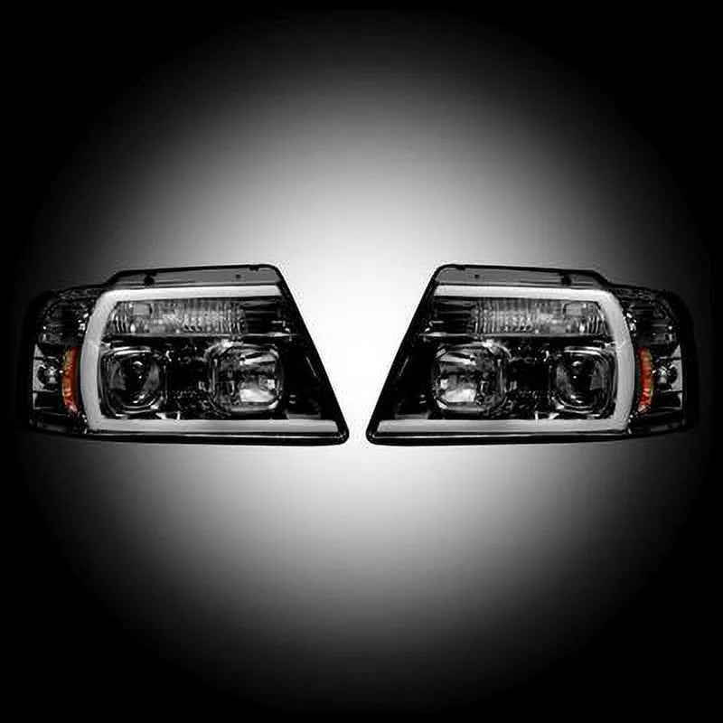 Recon Smoked Black Projector Headlights Kit For 04-08 Ford   (264198BKC)