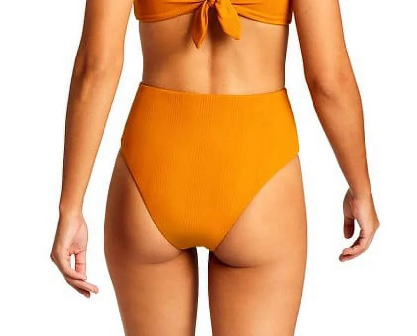 Vitamin  Mila-Barcelona Women's High Waist Gold Cheeky Bikini Bottom Size 4