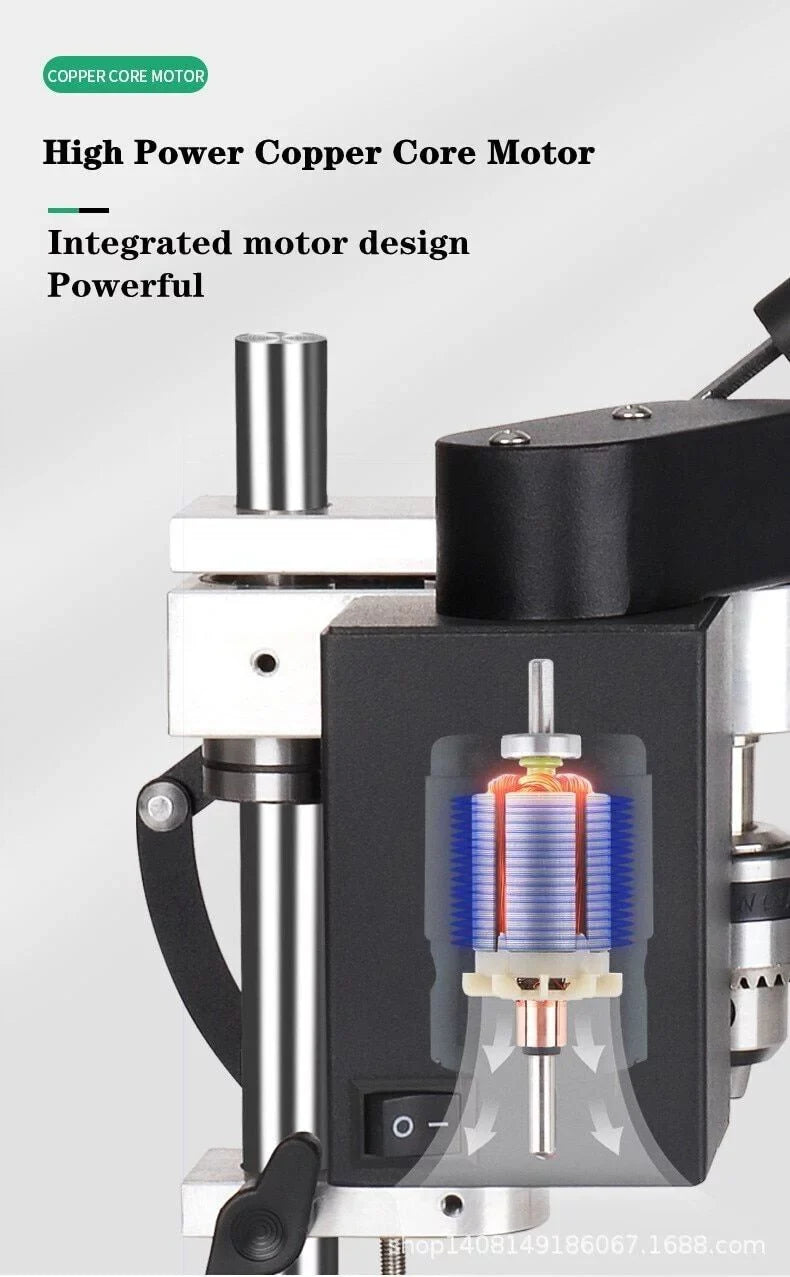 Motor Desktop Bench Drill, Wood Jewelry Metal Plastic Procession, 7-Speed Adjustable Punching Machine