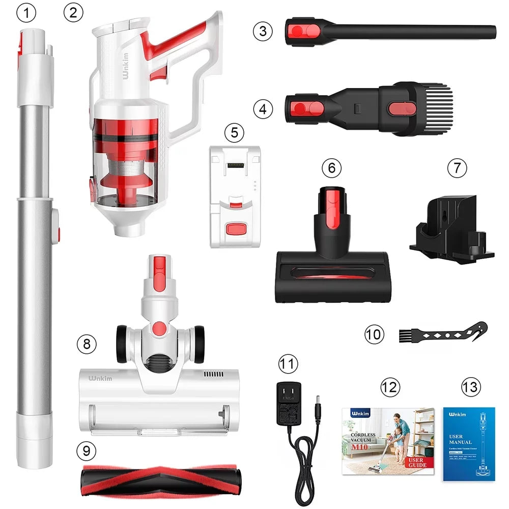 Wnkim Cordless Vacuum Cleaner, 28kPa Power Suction Lightweight Stick Vacuum with Smart  Display, Up to 50 Runtime, 8 in 1 Handheld Vacuum for Pet Hair Hard Floor Carpet Home,