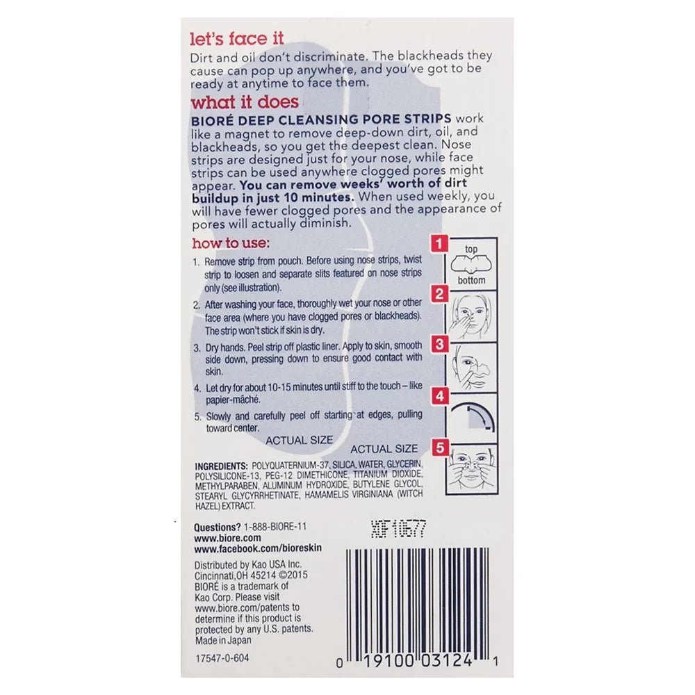 Biore Combo Pack Deep Cleansing Pore Strips Face/Nose 14 ea (Pack of 2)