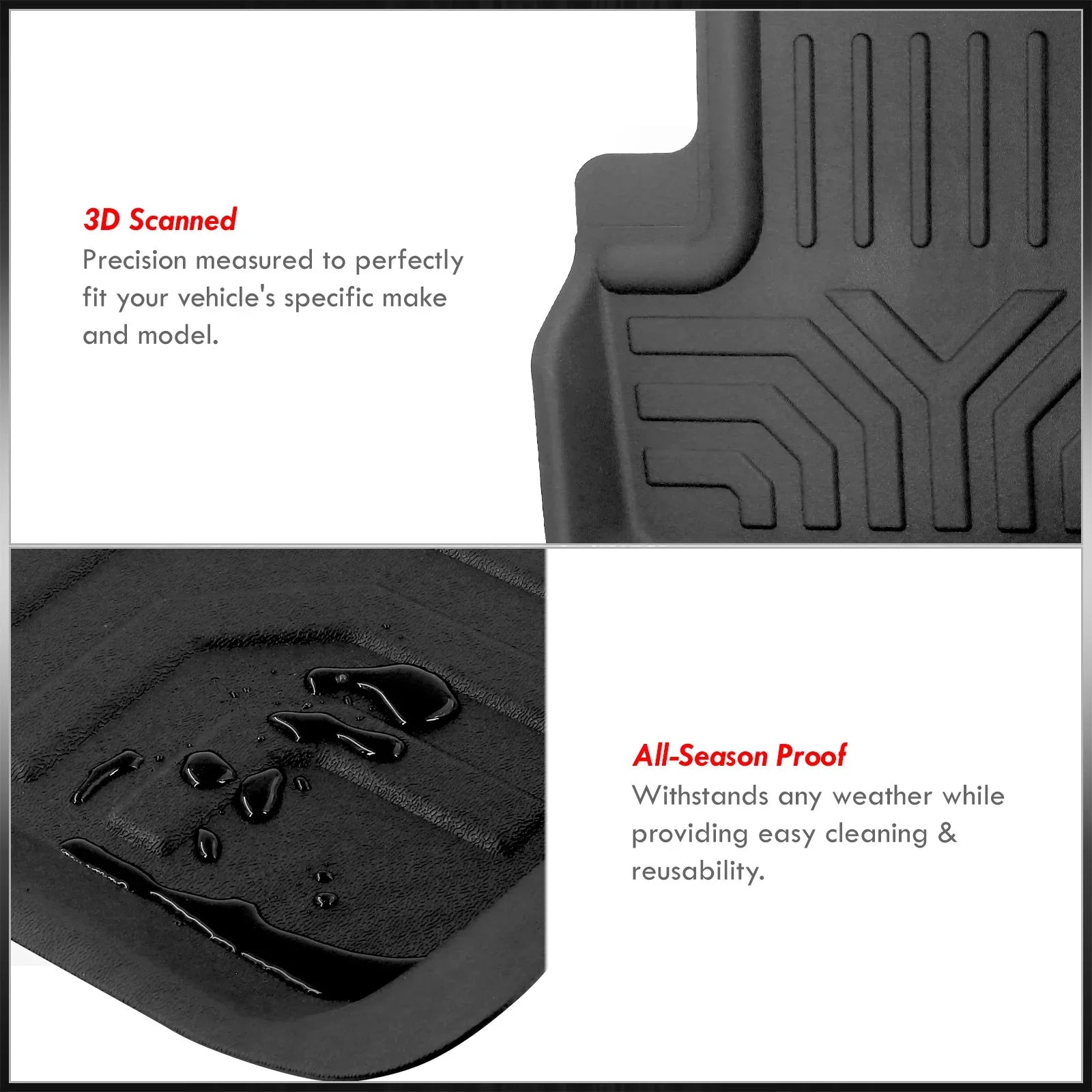 Distributors All Weather Season Proof Protection Guard  Rubber Floor Mats Liner Front & Rear Set Compatible/Replacement For Tesla Model 3 2017 2018 2019 2020 2021 2022 2023 17 18 19 20 21 22 23