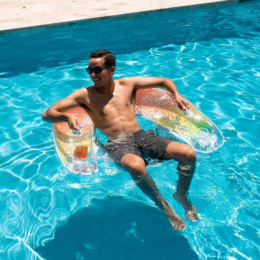 PoolCandy Rainbow Collection Party Pack with Deluxe Sun Chair and Jumbo Pool Noodle