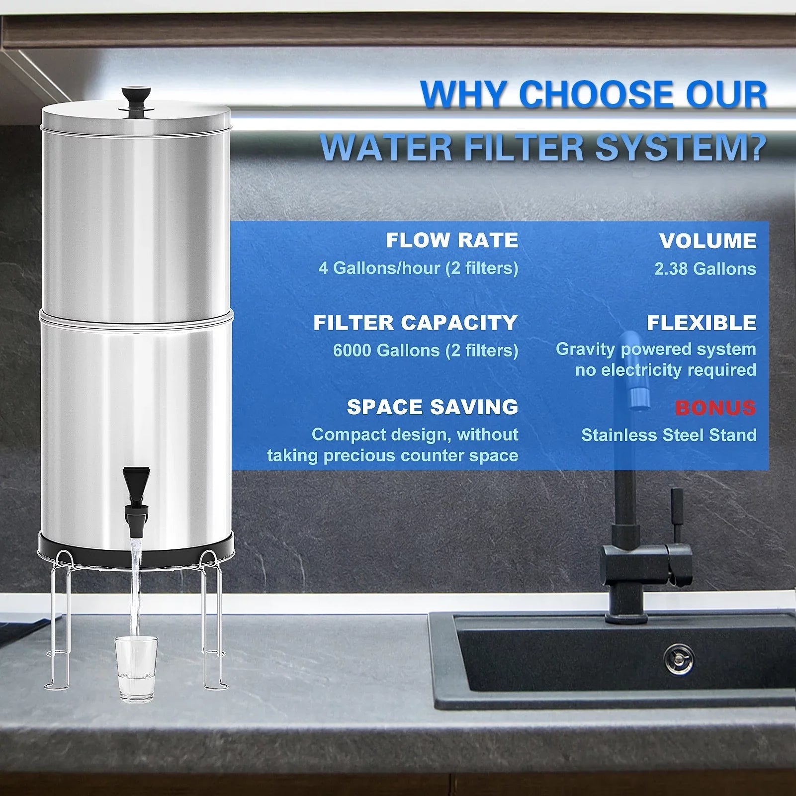 Tomshoo Water Filter System Purify Water for Camping Hiking Emergency Preparedness