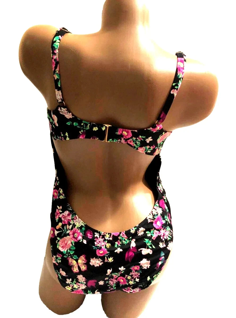 Victoria's Secret Swimsuit One Piece Wicked Black Floral Size -Large