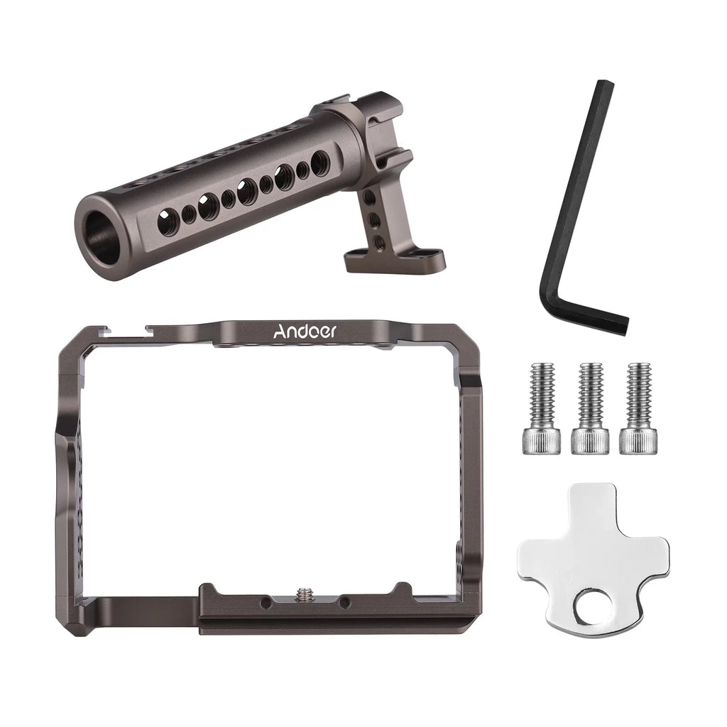 Andoer Aluminum Alloy Camera Cage Kit with Video Rig Handle Grip Replacement for Sony  /  /