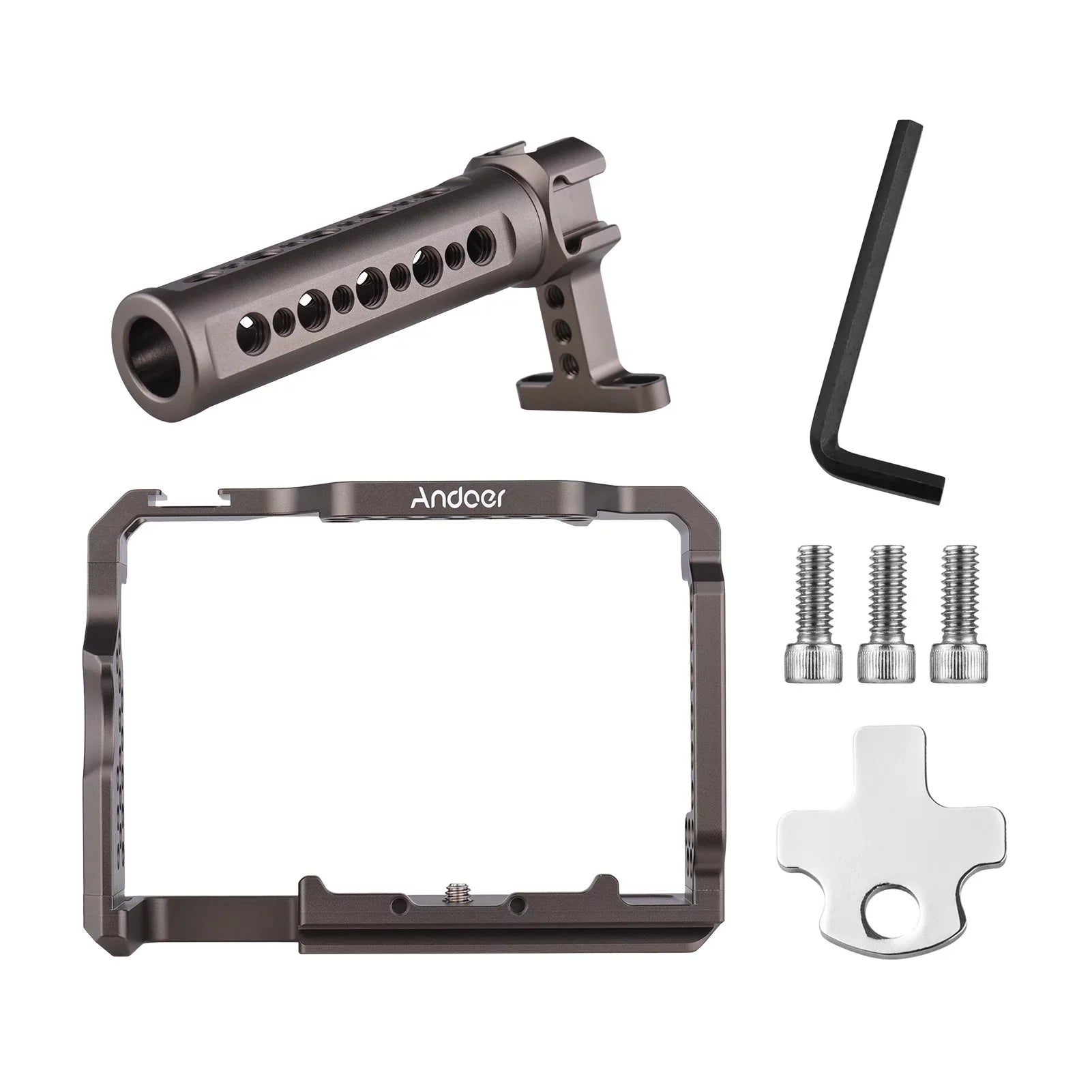 Andoer Aluminum Alloy Camera Cage Kit with Video Rig Handle Grip Replacement for Sony  /  /