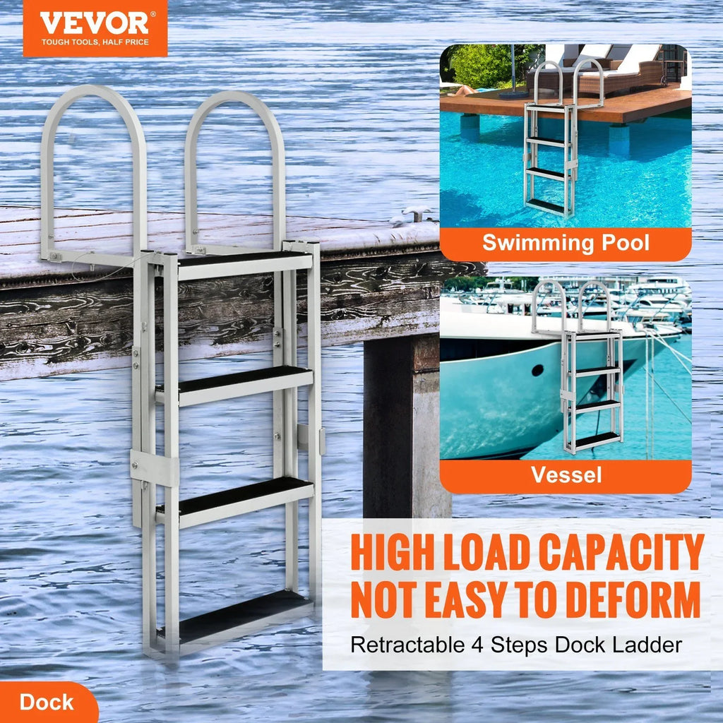 Vevor  Retractable 4 Steps, 350 lbs Load Capacity Dock Ladder
