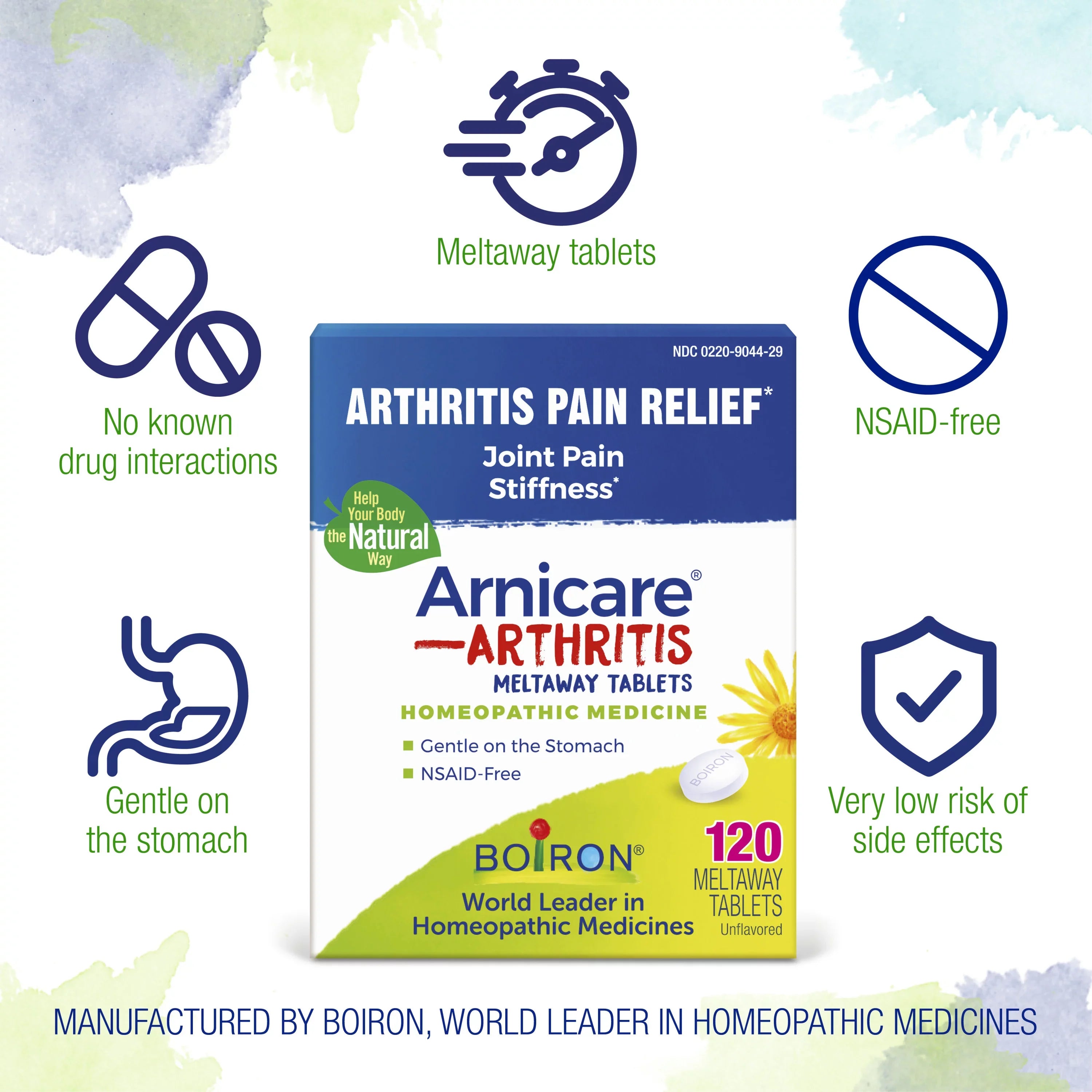 Boiron Arnicare Arthritis, Homeopathic Medicine for Arthritis Pain Relief, Joint Pain, and Stiffness, 120 Count Meltaway Tablets