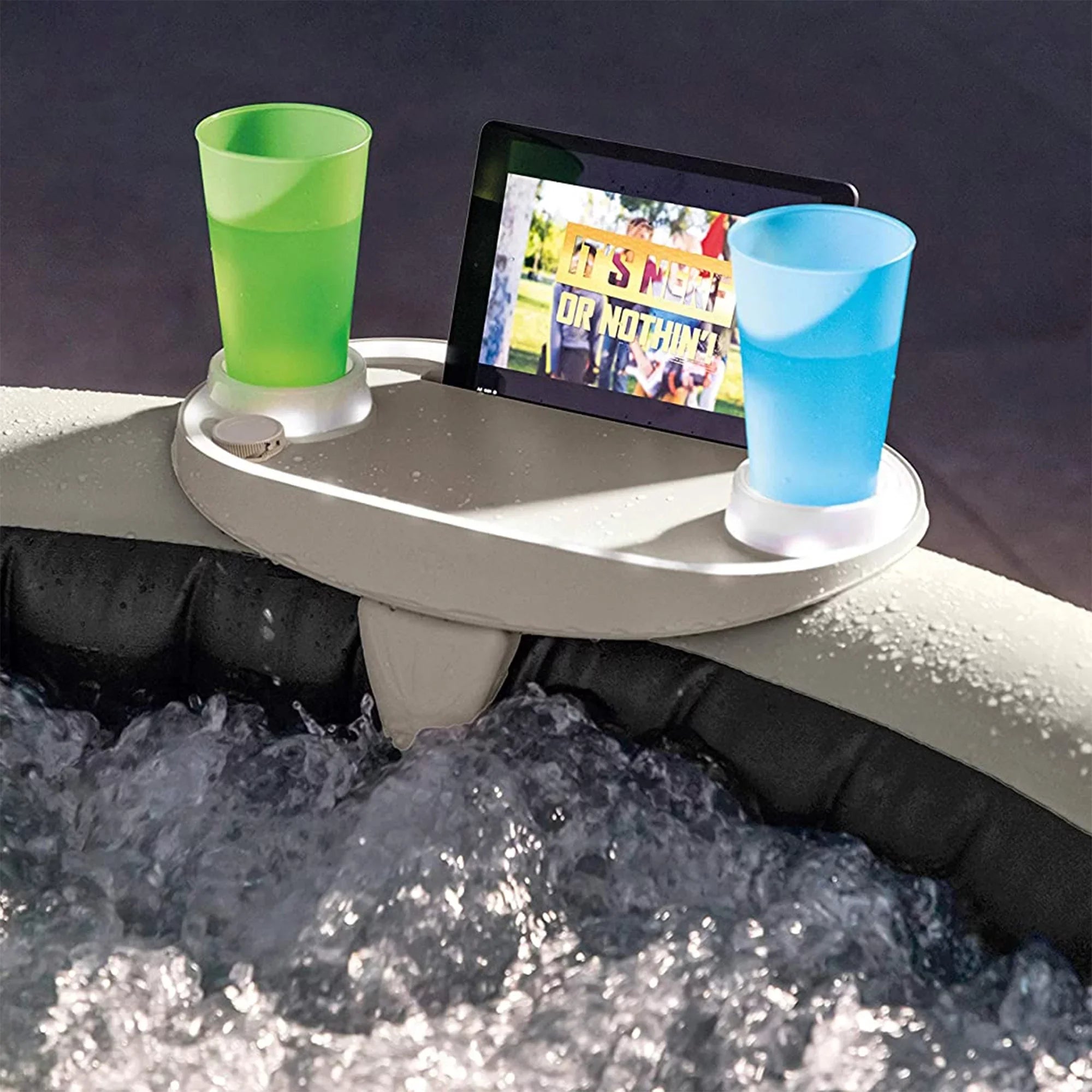 Intex PureSpa Greywood Inflatable Hot Tub Bubble Jet Spa w/ Tray Accessory