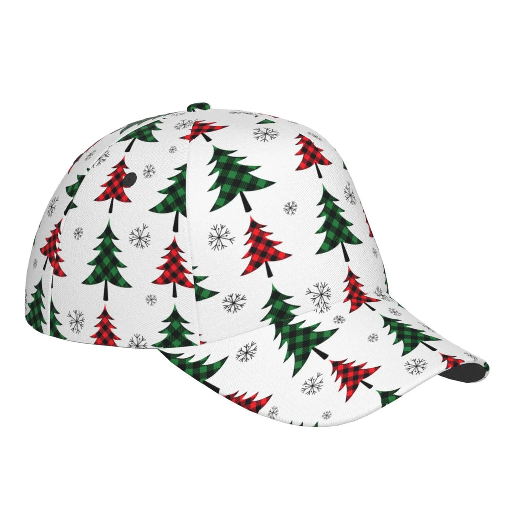 Balery Baseball Cap Adjustable Size for Running Workouts and Outdoor Activities All Seasons Dad Hat(Buffalo Plaid Christmas Trees)
