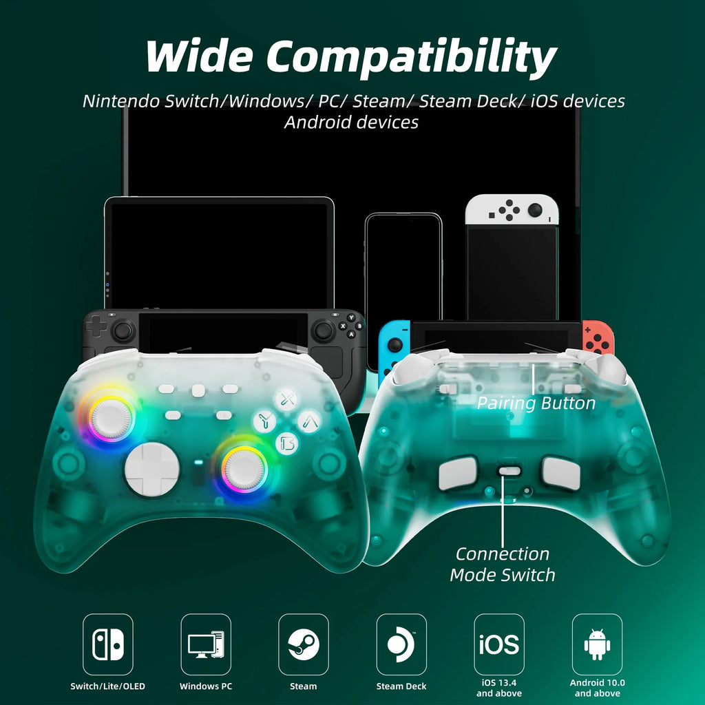 Super Mario Party Game Disc and Upgraded Switch Pro Controller for Nintendo Switch///Android/Steam with Hall Effect Joysticks & Triggers Green
