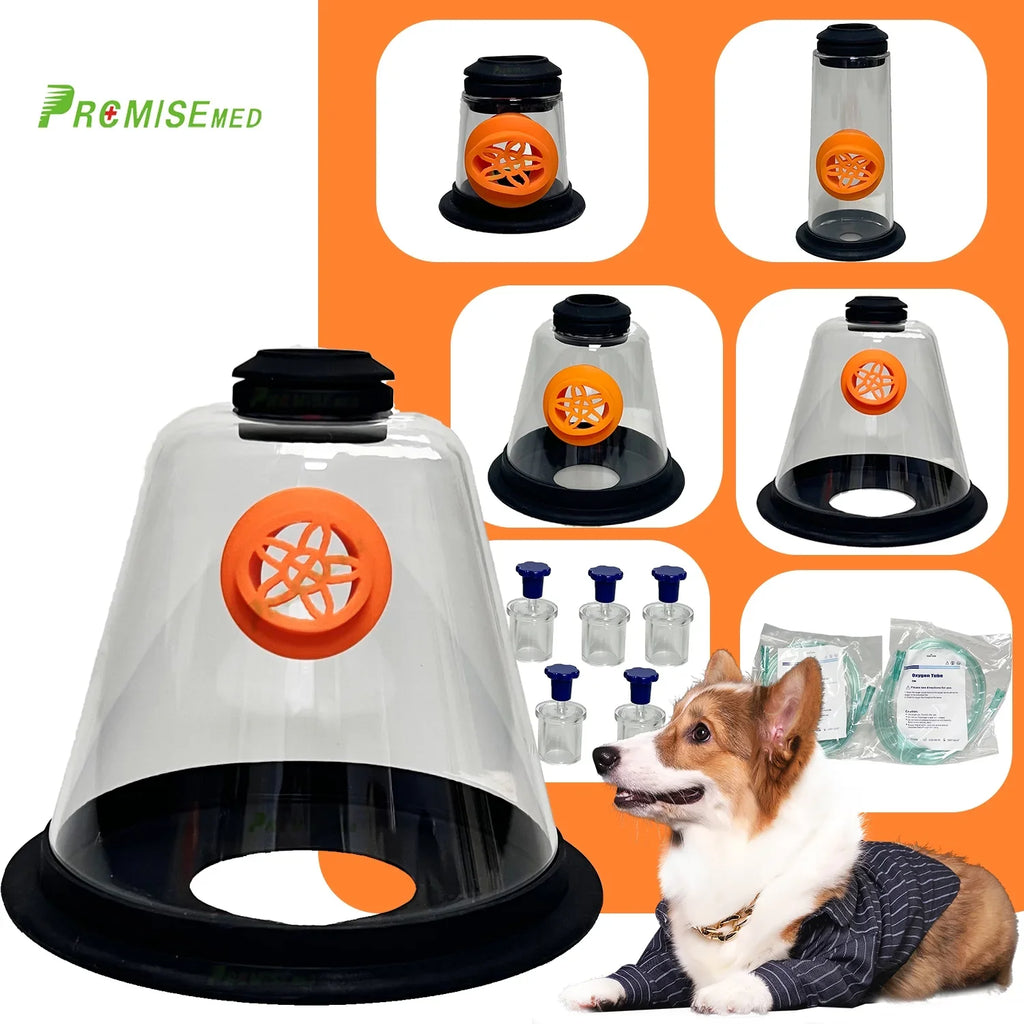 Pet Oxygen Mask - Veterinary Designed Breathing Aid for Dogs & Cats - 5 Sizes - Easy to Clean & Connect to Oxygen Source - Ensures Comfort & More Oxygen