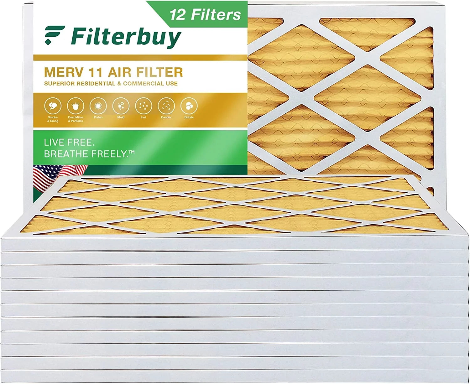 Filterbuy 10x24x1  11 Pleated   Furnace Air Filters (12-Pack)