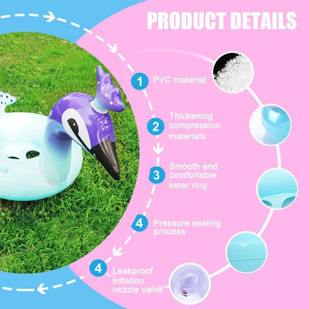 Malai Swim Party Toys Inflatable Glitter Pool Float Peacock Designed with Fast Valves Lounge Raft Decorative Water Game Fun Beach Floaties for Kids | 48 Inch