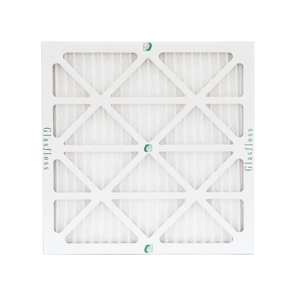 12 Pack of 24x24x1  10 Pleated Air Filters by Glasfloss. Actual Size: 23-3/8 x 23-3/8 x 7/8