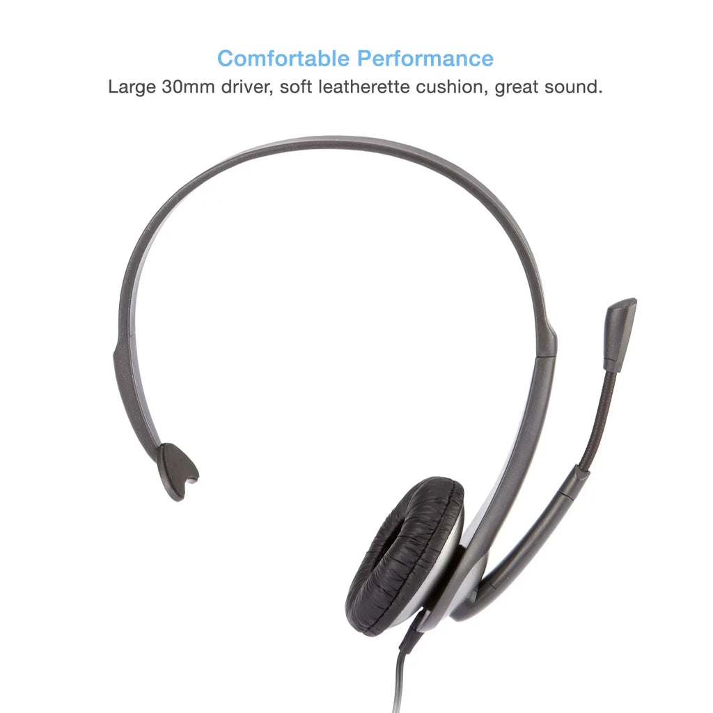 Cyber Acoustics Gray Mono Headset w/ -Adapter & Microphone (-104) -