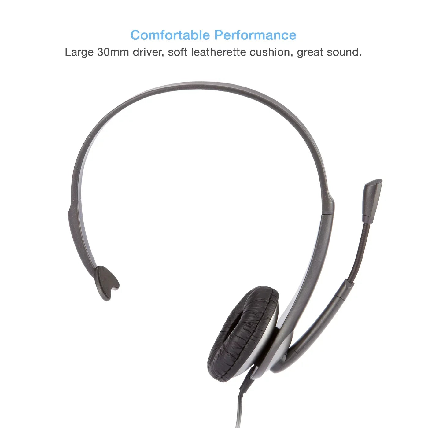 Cyber Acoustics Gray Mono Headset w/ -Adapter & Microphone (-104) -