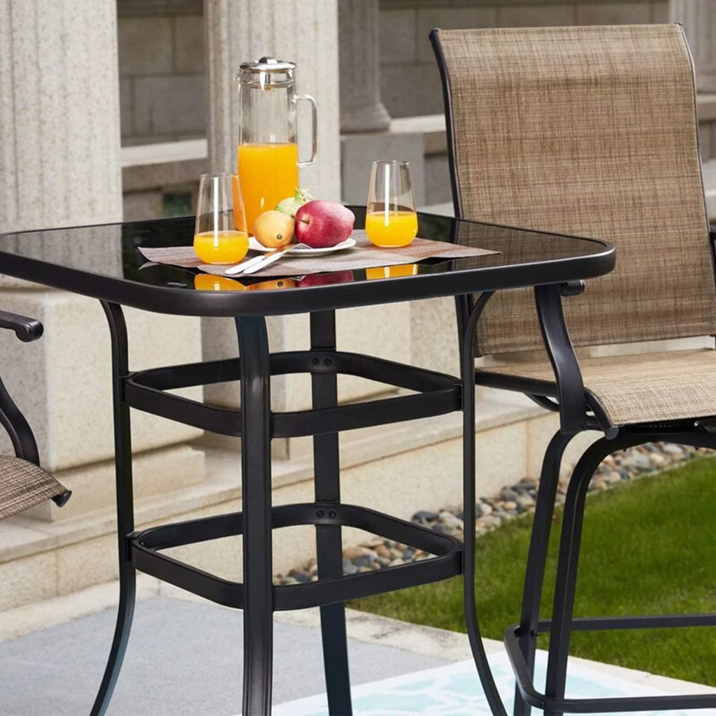 Alcaeus Beautiful Indoor Squire Shape Glass Bar Table