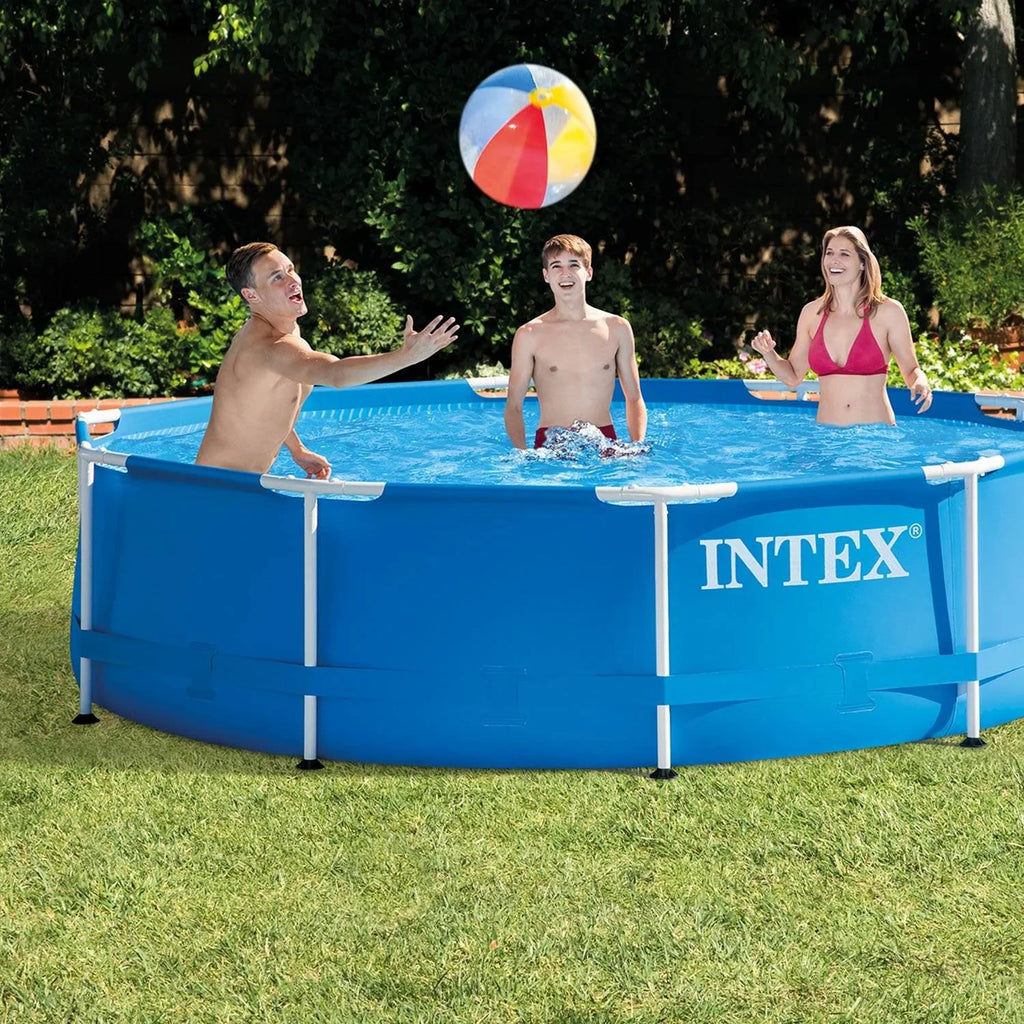 Intex 10 x 2.5 Foot Above Ground Pool, Filter Cartridge (2 Pack), and Pump