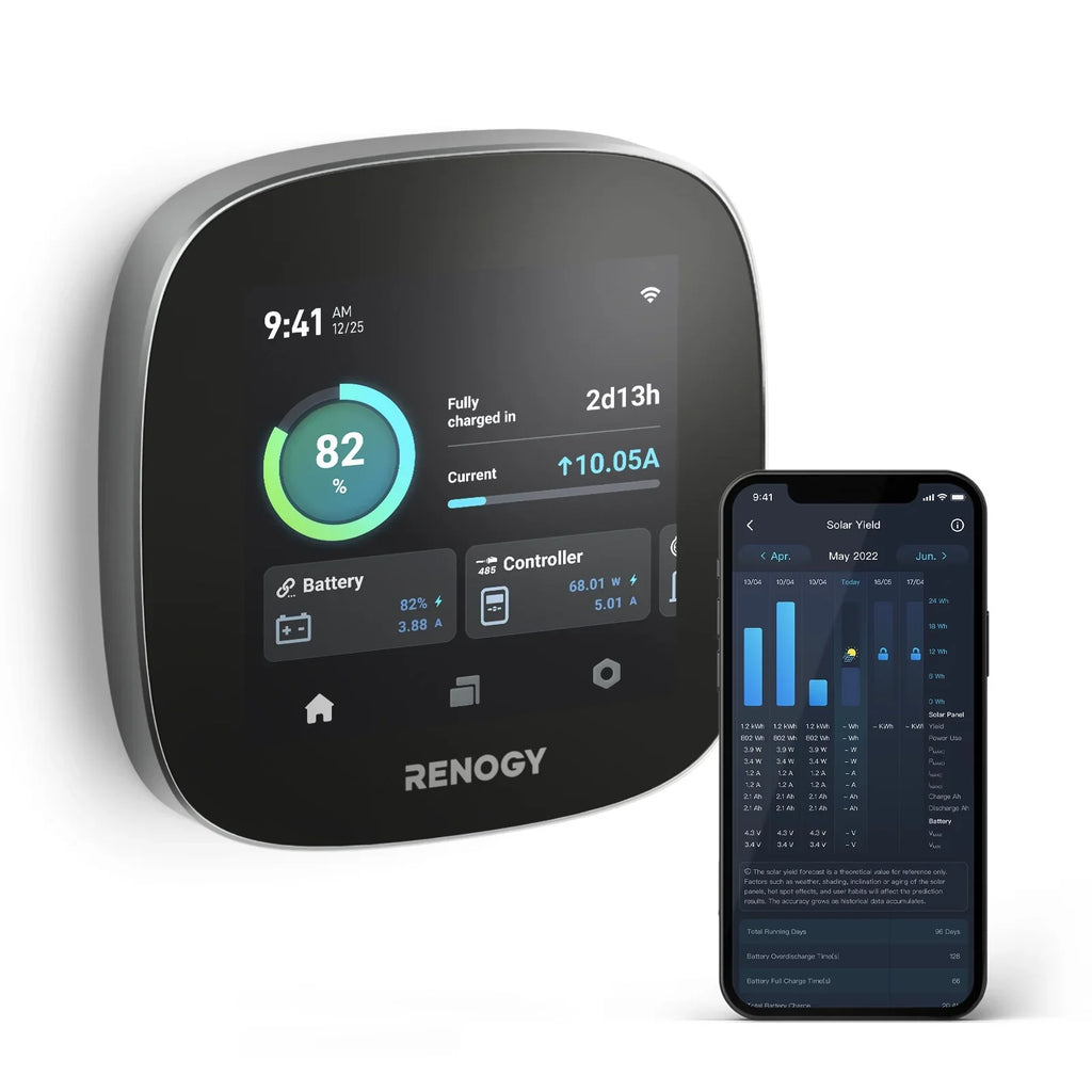 Renogy  Core: All-in-one Off-Grid Energy Monitoring Panel with  Leveling System, Battery Monitoring for Van, Cabin, Boat and Tiny Homes, Works with Renogy Energy Devices, Wi-Fi Version
