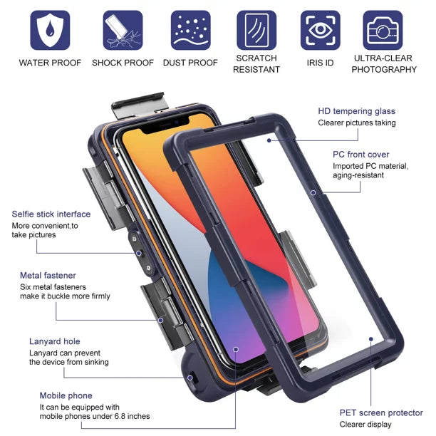 UrbanX Professional [15m/50ft] Swimming Diving Surfing Snorkeling Photo Video Waterproof Protective Case Underwater Housing for nova 7  And all Phones Up to 6.9 Inch  with Lanyard