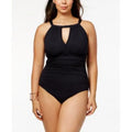 Lauren Ralph Lauren  Plus Size High-Neck Keyhole One-Piece Swimsuit,