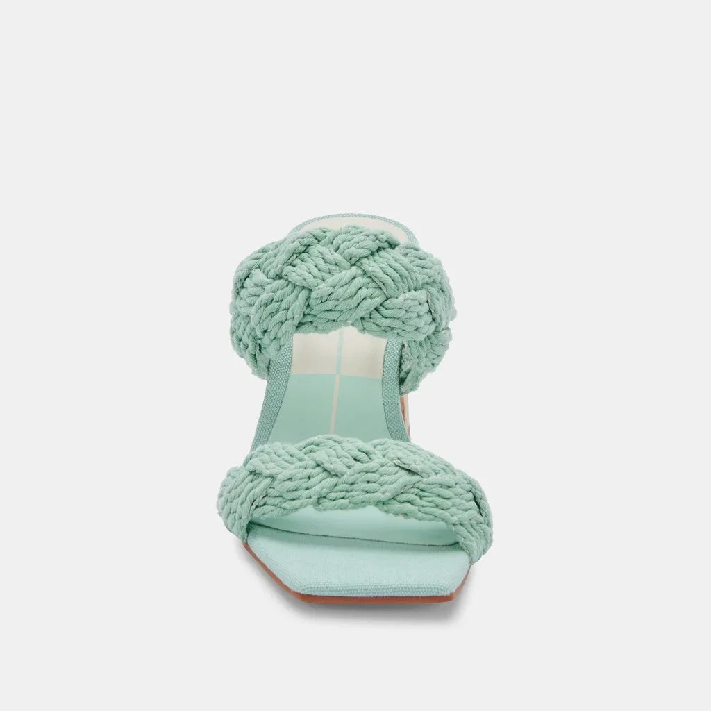 Dolce Vita Play Mint Rope Slip On Squared Open Toe Block Heeled Dress Sandals (Mint Rope, 11)