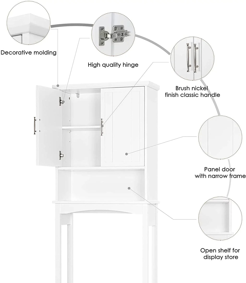 Spirich Home Over The Toilet Storage Cabinet, Bathroom Shelf Over Toilet, Bathroom Organizer Space Saver, White