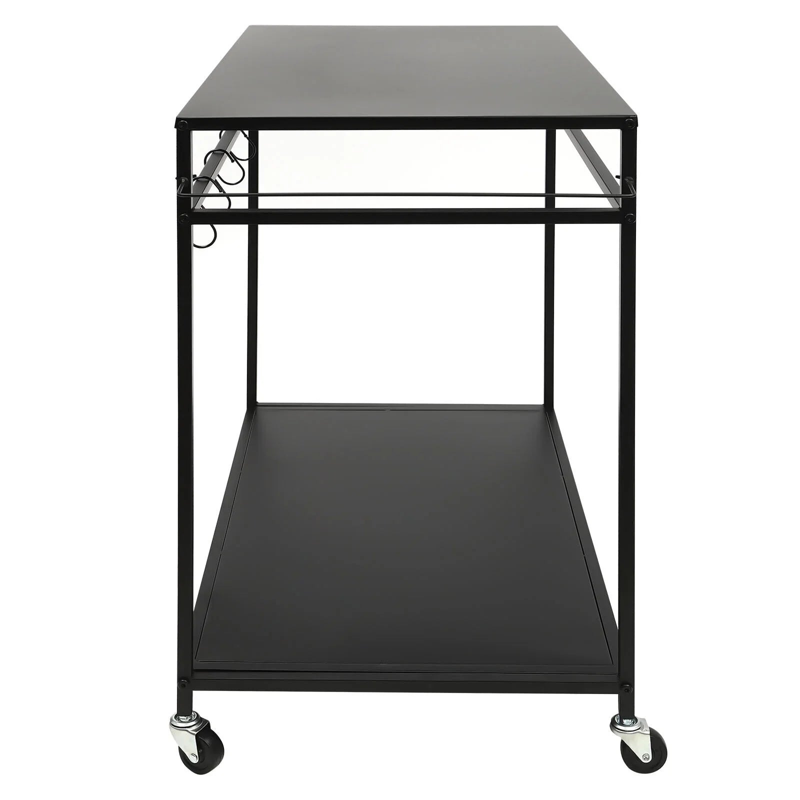Outdoor Cook Station Table 2-Tier Shelf Food Prep  Grill Serving Cart Movable Rack