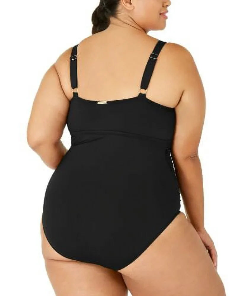 Lauren Ralph Lauren  Plus Size High-Neck Keyhole One-Piece Swimsuit,
