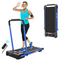 2 in 1 Under Desk Treadmill - 2.5  Folding Treadmill for Home, Installation-Free Foldable Treadmill Compact Electric Running Machine, Remote Control &  Display Walking Running Jogging, Blue