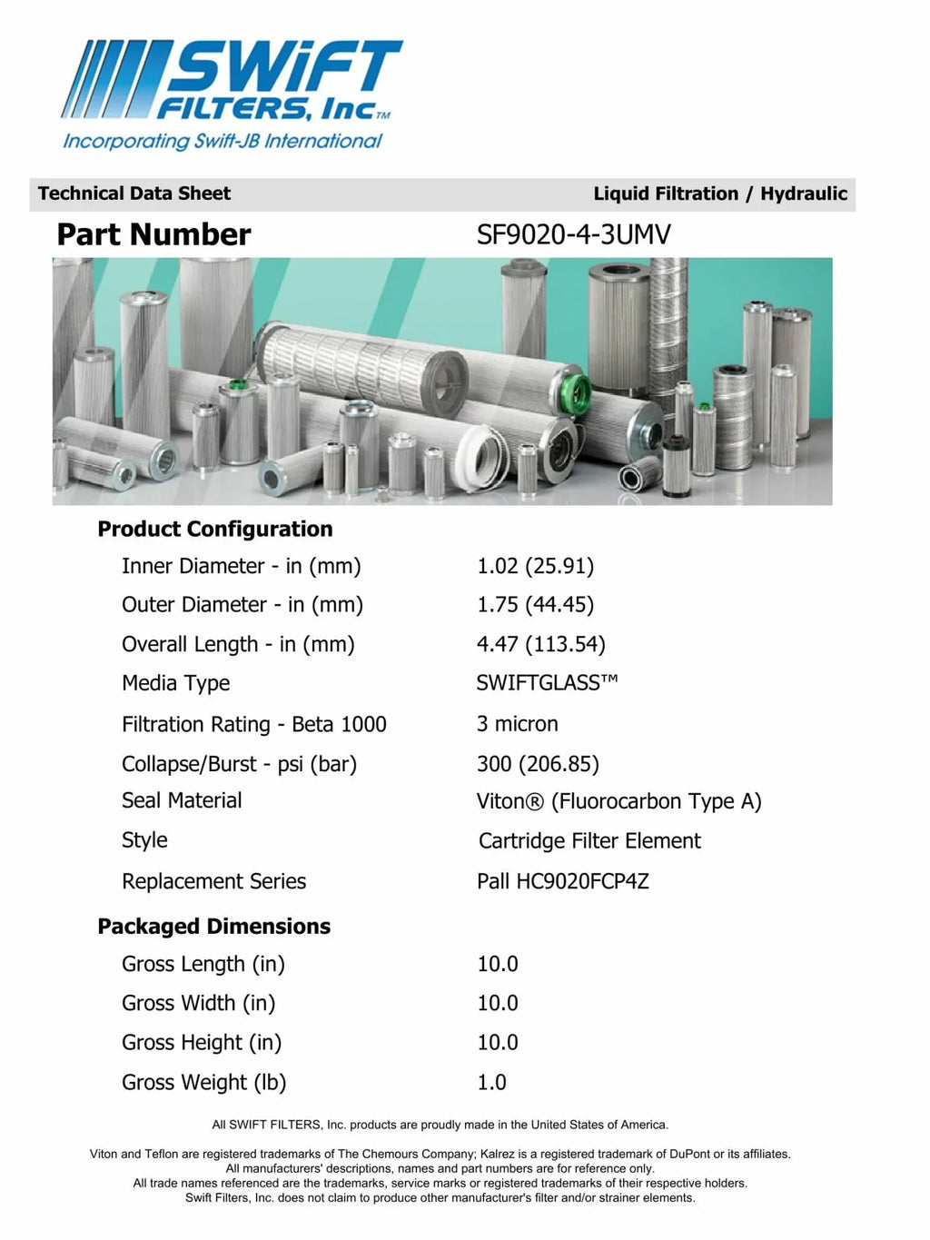 Direct Interchange for   ---2-3C Cartridge Filter Element Microglass Construction 3 Micron