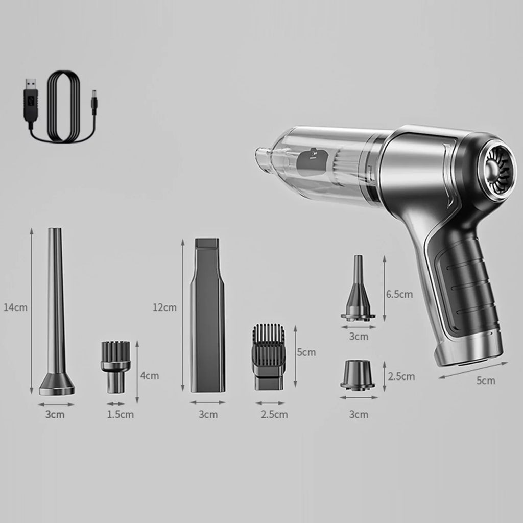 Tomfoto Handheld Car  Handheld Cordless Cleaner Portable  Air Duster & Hand Pump With 19000Pa Strong Suction   for Pet Hair Dust Gravel Cleaning Home Office