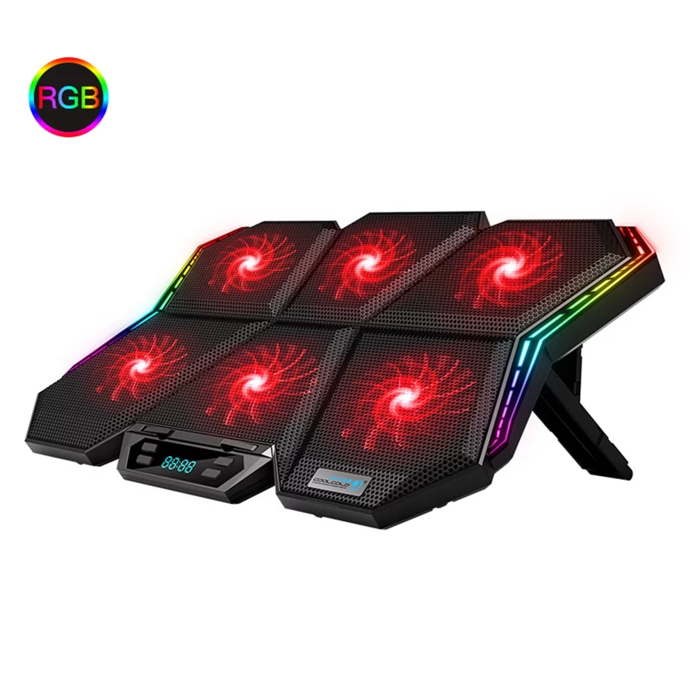 Laptop Cooler Stand with 6 Fans, Adjustable Wind Speed, and Mute Design