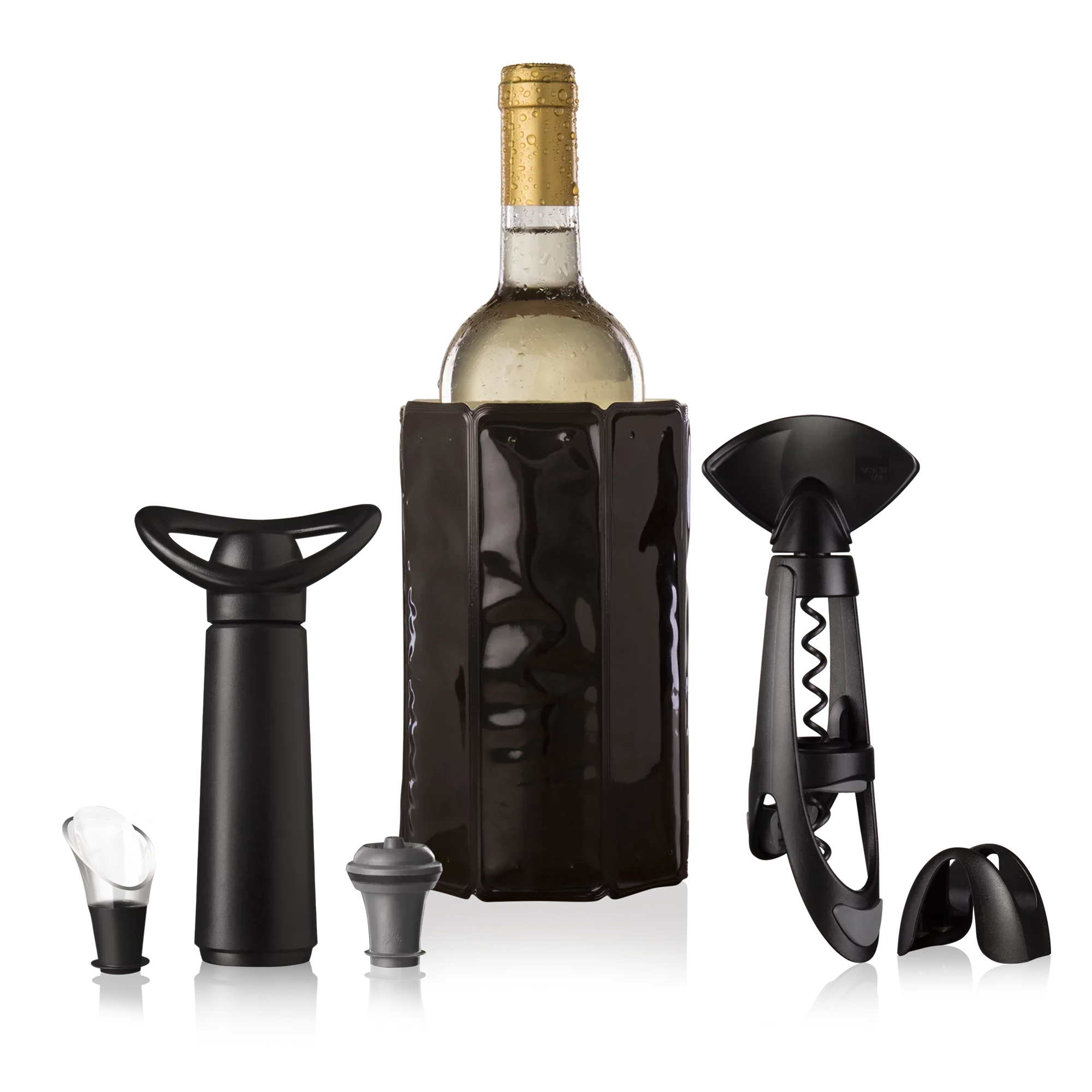 Vacu Vin Wine Set Original Plus- 6pc Wine Must Haves - Includes Foil Cutter - The Corkscrew Twister - Active Cooler Wine - Wine Server Crystal - Wine Saver Concerto and Vacuum Wine Stopper