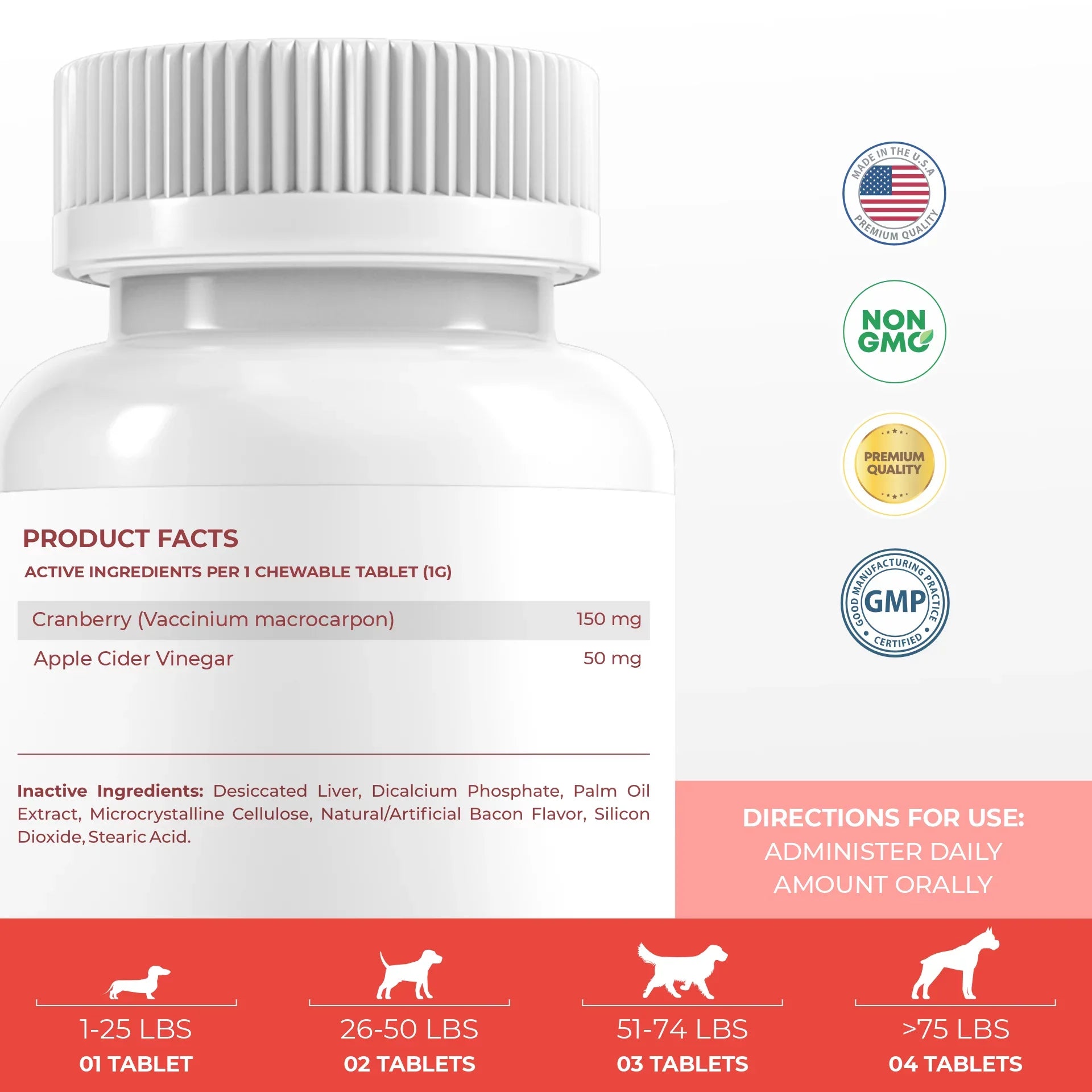 Coco and Luna Urinary Tract Support for Dogs - 300 Chewable Tablets
