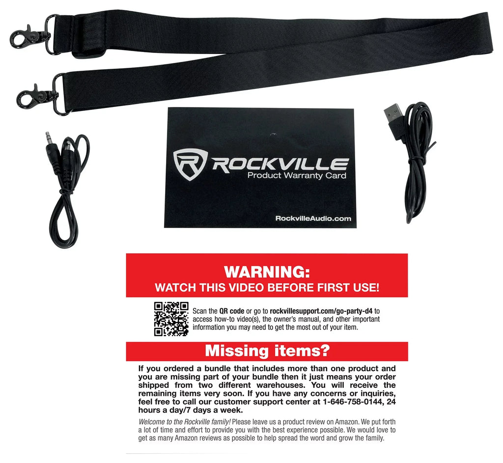 Rockville Go Party  Large Loud Portable  Party Bluetooth Speaker, Deep Bass