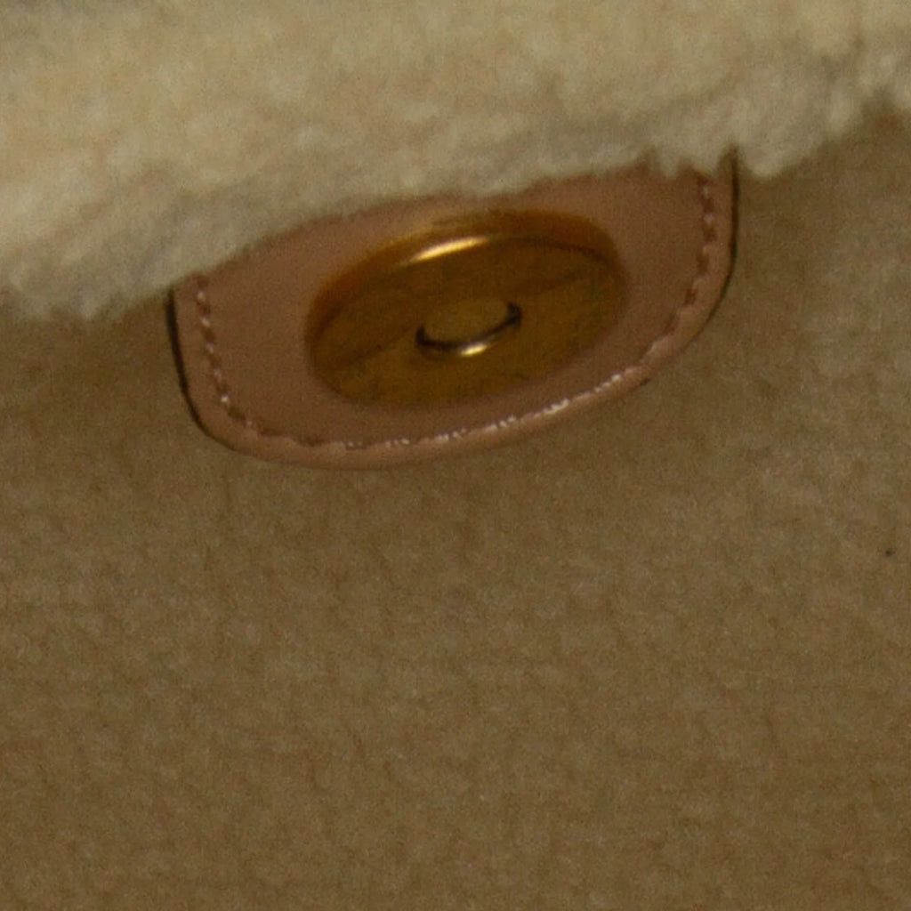 Pre-Owned Authenticated Stella McCartney Shearling Trimmed Stella Logo Satchel Chemical Fiber Fabric Brown Unisex (Good)