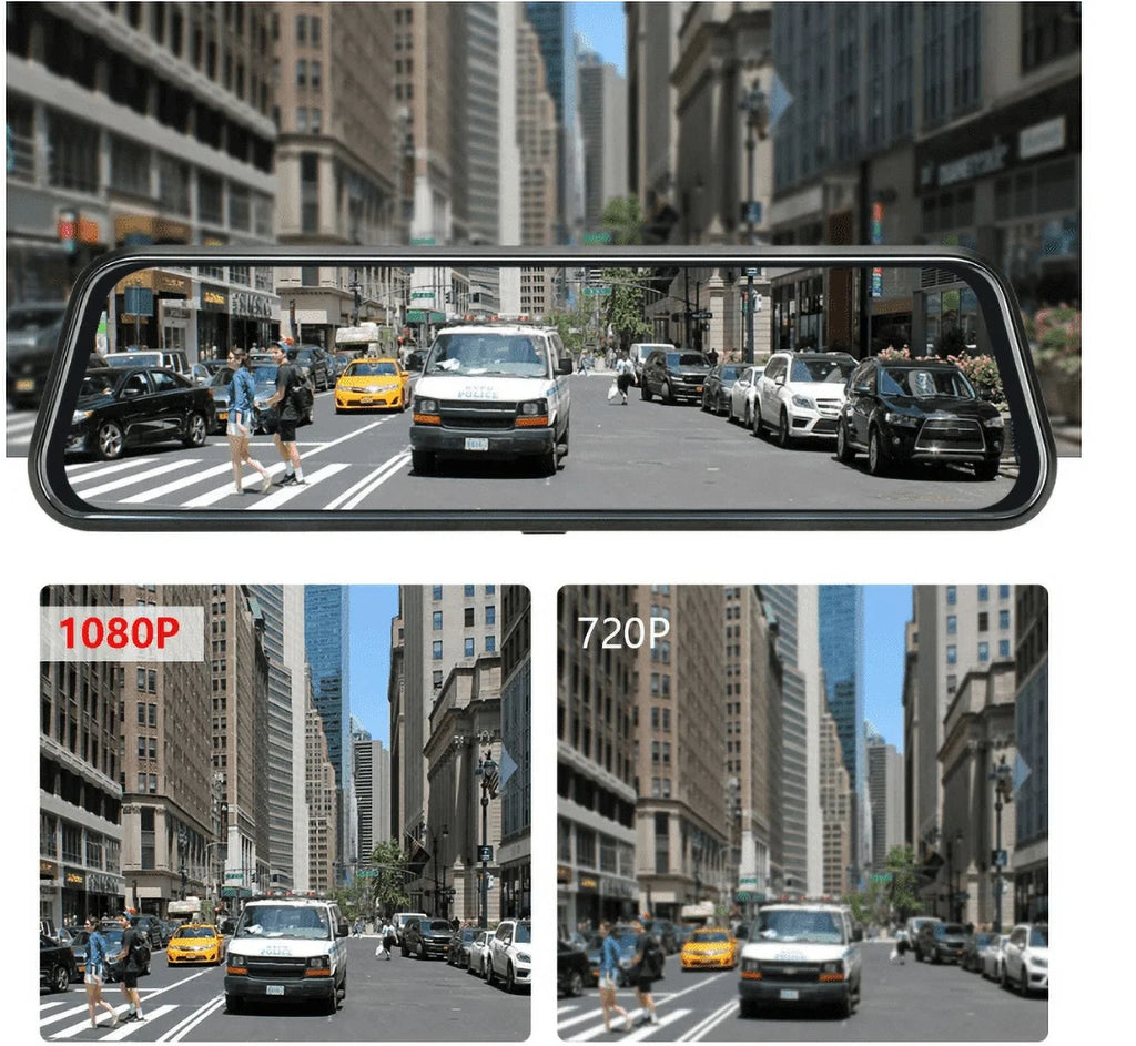 10” Mirror Dash Cam 1080P Touchscreen Dual Lens Front & Rear-View Night Vision 170° Wide Angle, Loop Recording -Sensor, Parking Monitoring Camera (64   Card included)