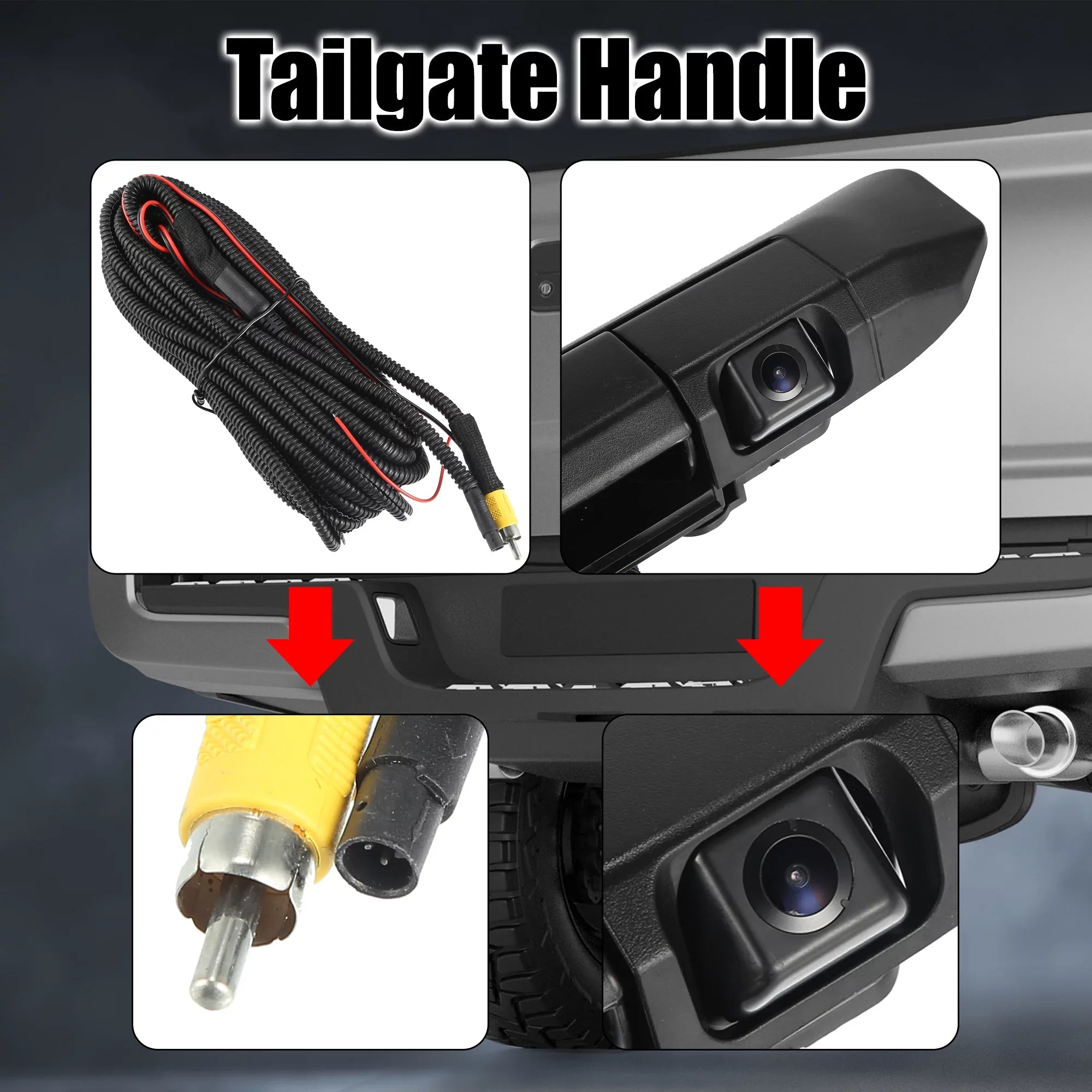 Car Tailgate Handle Set with Backup Camera Black for Toyota Tacoma 2005-2014 Tailgaters Replacement 6909004020