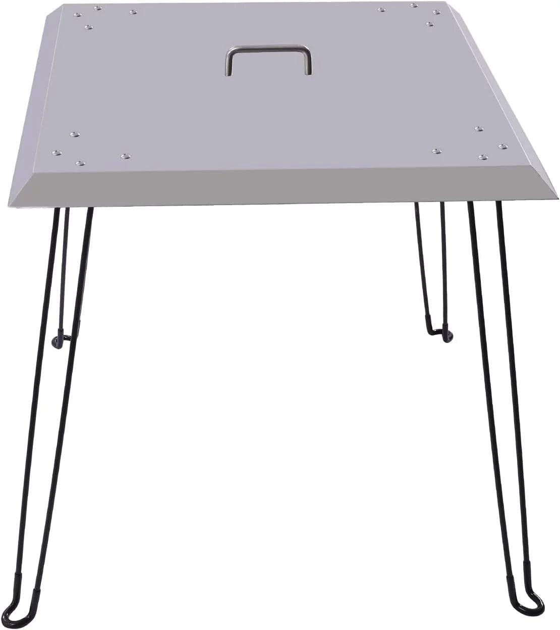 Fire Pit Heat Deflector, 24 x 24 x 24 Inch, Stainless Steel Fire Pit Cover 1.5mm Thick, w/Foldable Legs and Carrying Handle, Square Fire Pit Burner Cover to Push Heat Down (Square, 24x24x24 in)