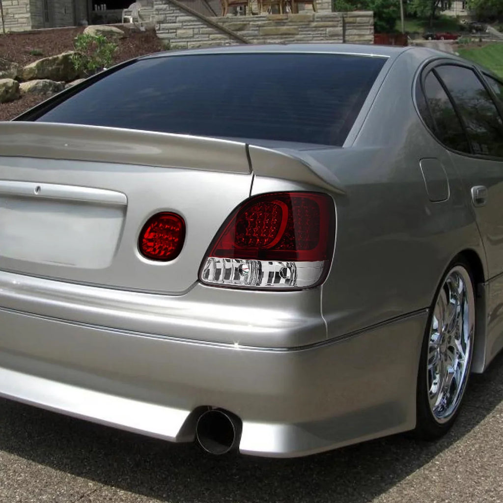 Spec- Tuning Red Clear Lens  Tail Lights Compatible with 1998-2005 Lexus // Left + Right Pair Assembly
