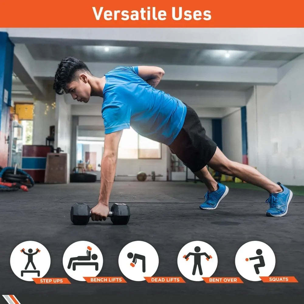 Rubber Encased Hex Dumbbell Weigh, Pair – Dumbbells For Exercises – Srengh raining Equipmen – Home Gym Accessories – Weigh raining