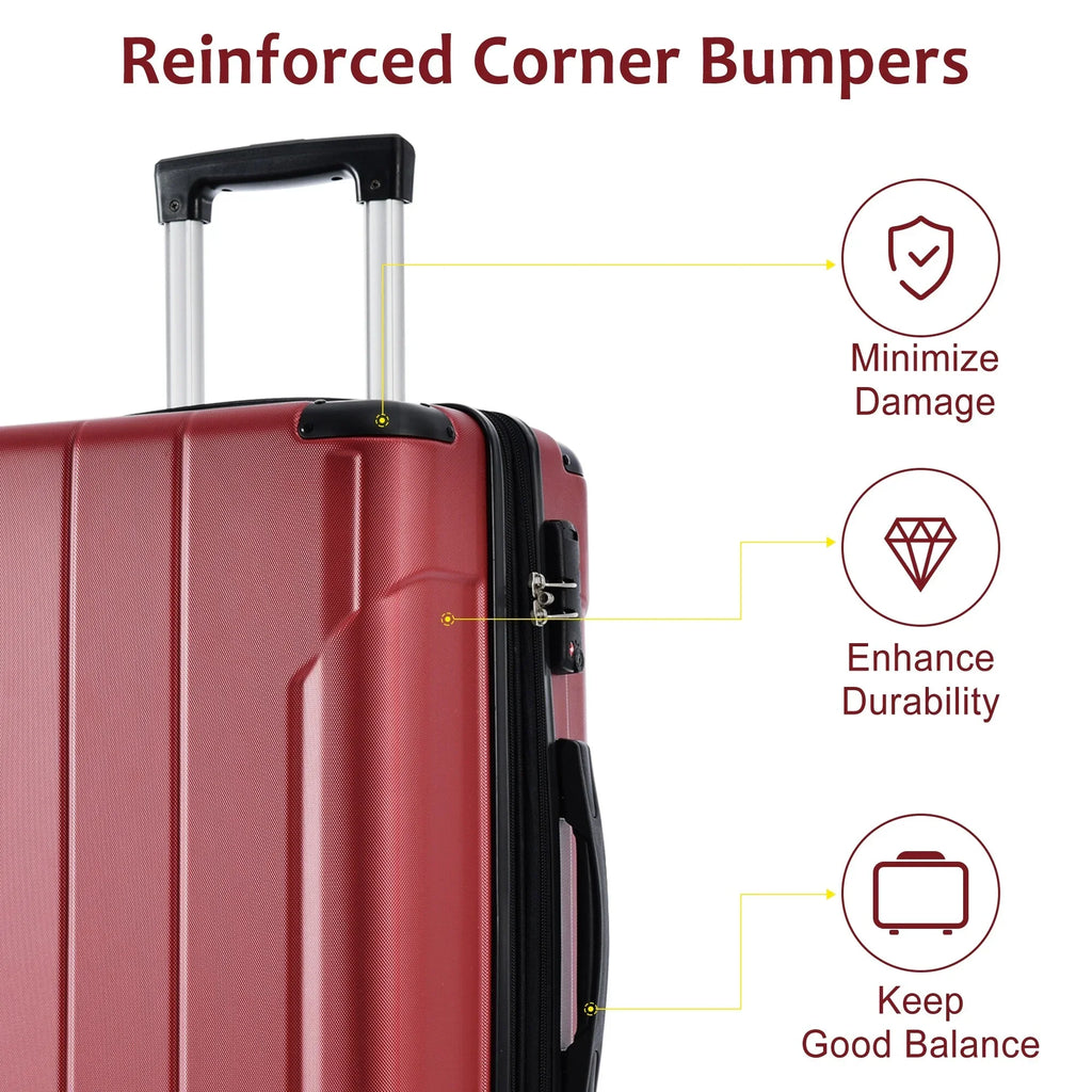 Luggage Suitcase  with  Lock Spinner and Adjustable Handle Carry on Expansion Hardshell Lightweight 20in, Airline Approved