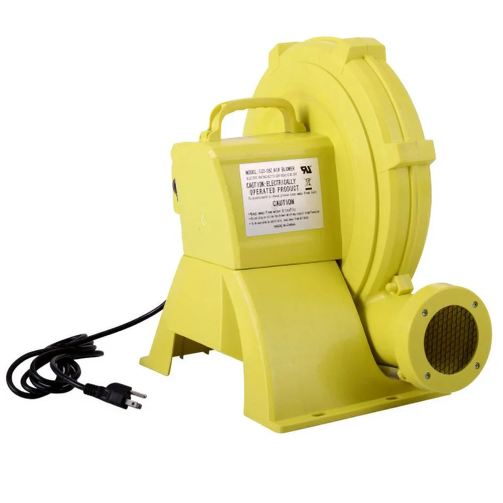 680  Air Blower, Pump Fan for Inflatable Bounce Castle, Water Slides, Safe, Portable - Yellow and Green