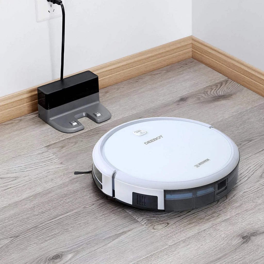 deebot n79w+ robotic vacuum cleaner with max power suction,+ 2 year warranty, up to 110 min runtime, hard floors & carpets, works with alexa, app controls, self-charging, quiet