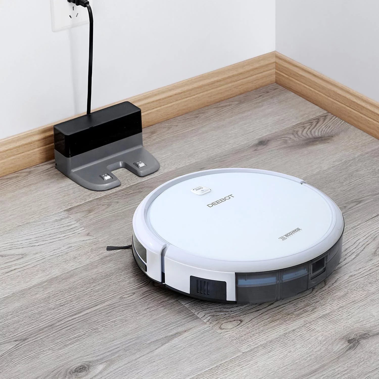 deebot n79w+ robotic vacuum cleaner with max power suction,+ 2 year warranty, up to 110 min runtime, hard floors & carpets, works with alexa, app controls, self-charging, quiet