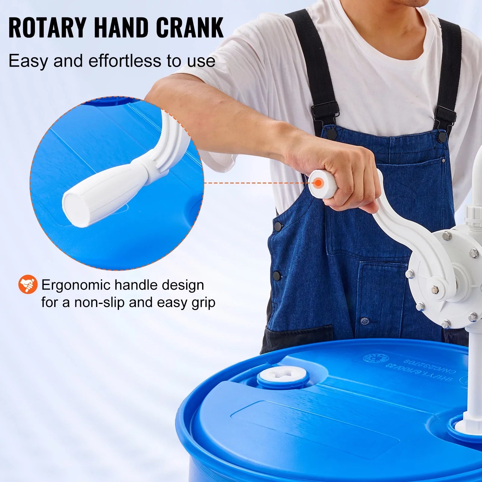 Drum Rotary Barrel Pump Hand Crank Water Transfer Pump 5-55 Gallon Drums